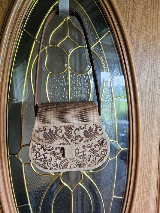 Wood and Leather Western Print Purse