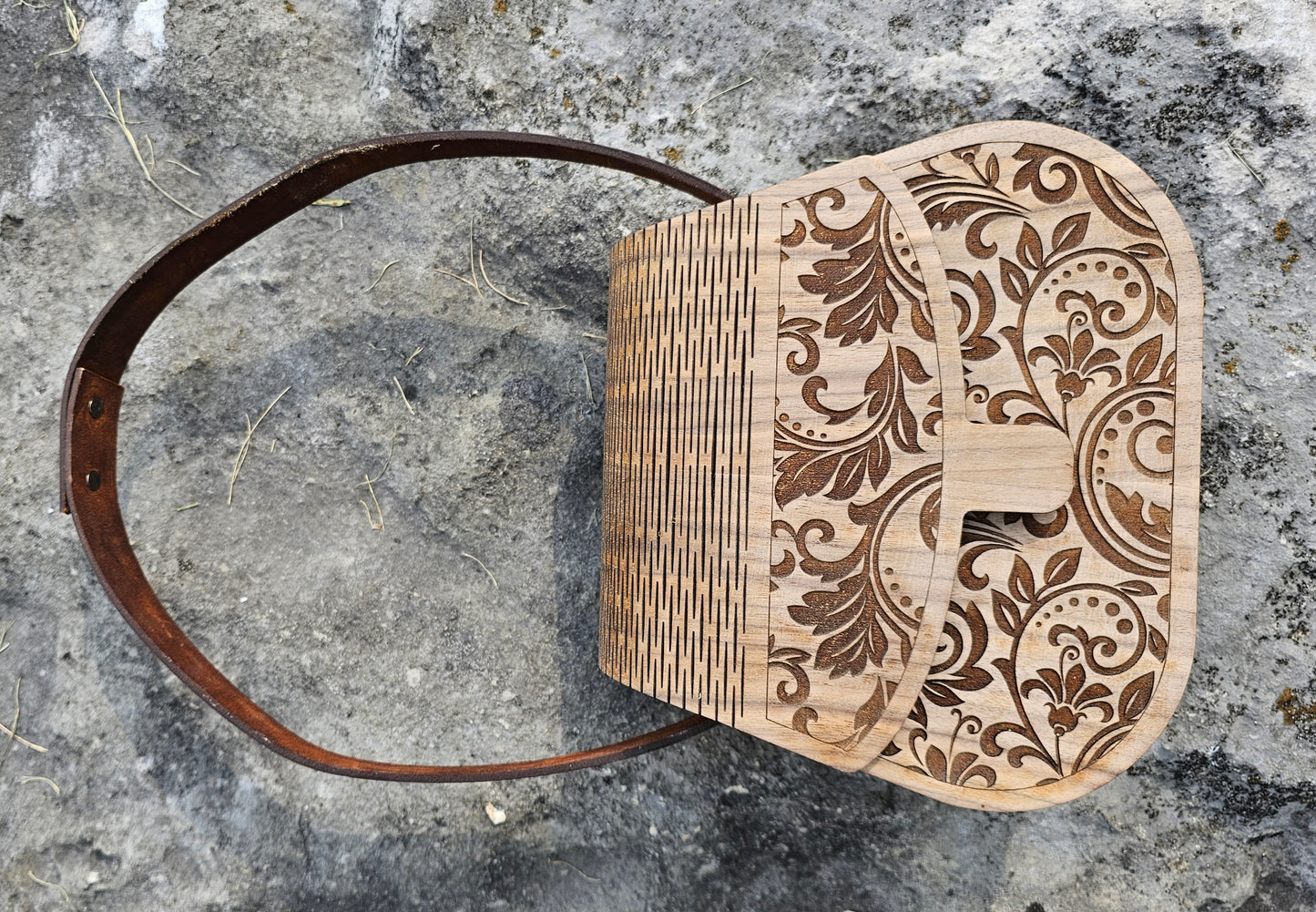 Wood and Leather Western Print Purse