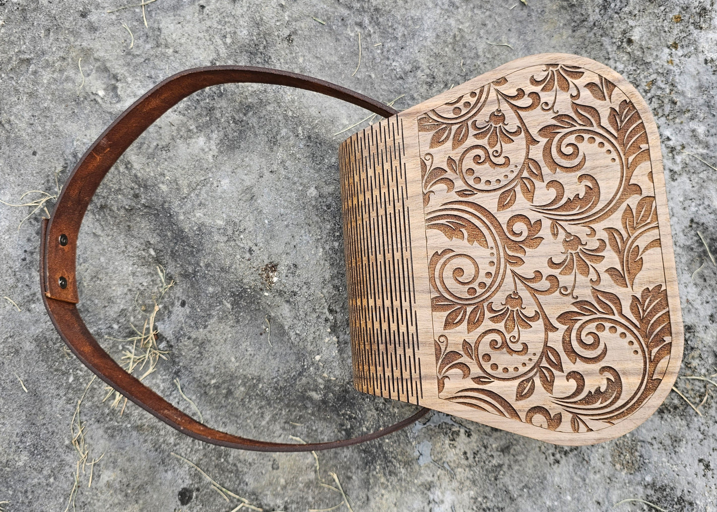 Wood and Leather Western Print Purse