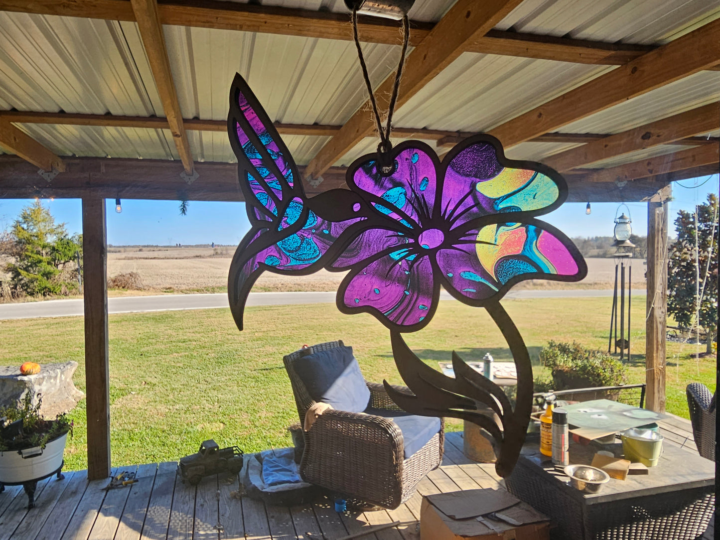 Hummingbird with Flower suncatcher!