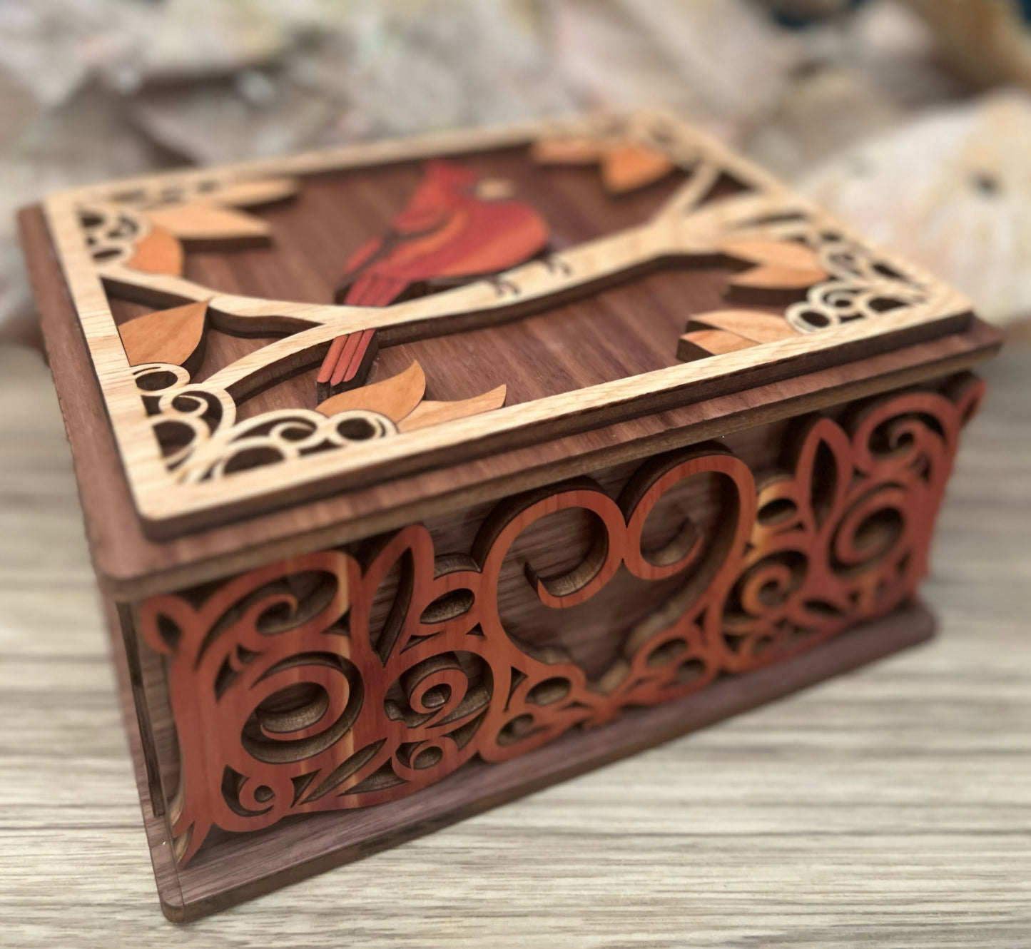 Memorial Box with 2 Cardinals