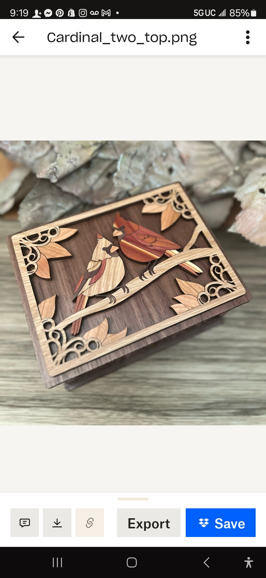 Memorial Box with 2 Cardinals