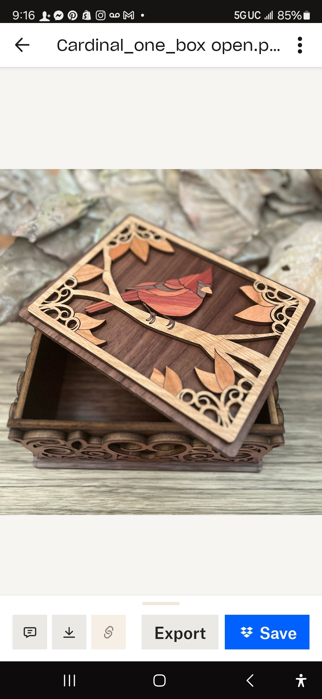 Memorial Box with 2 Cardinals