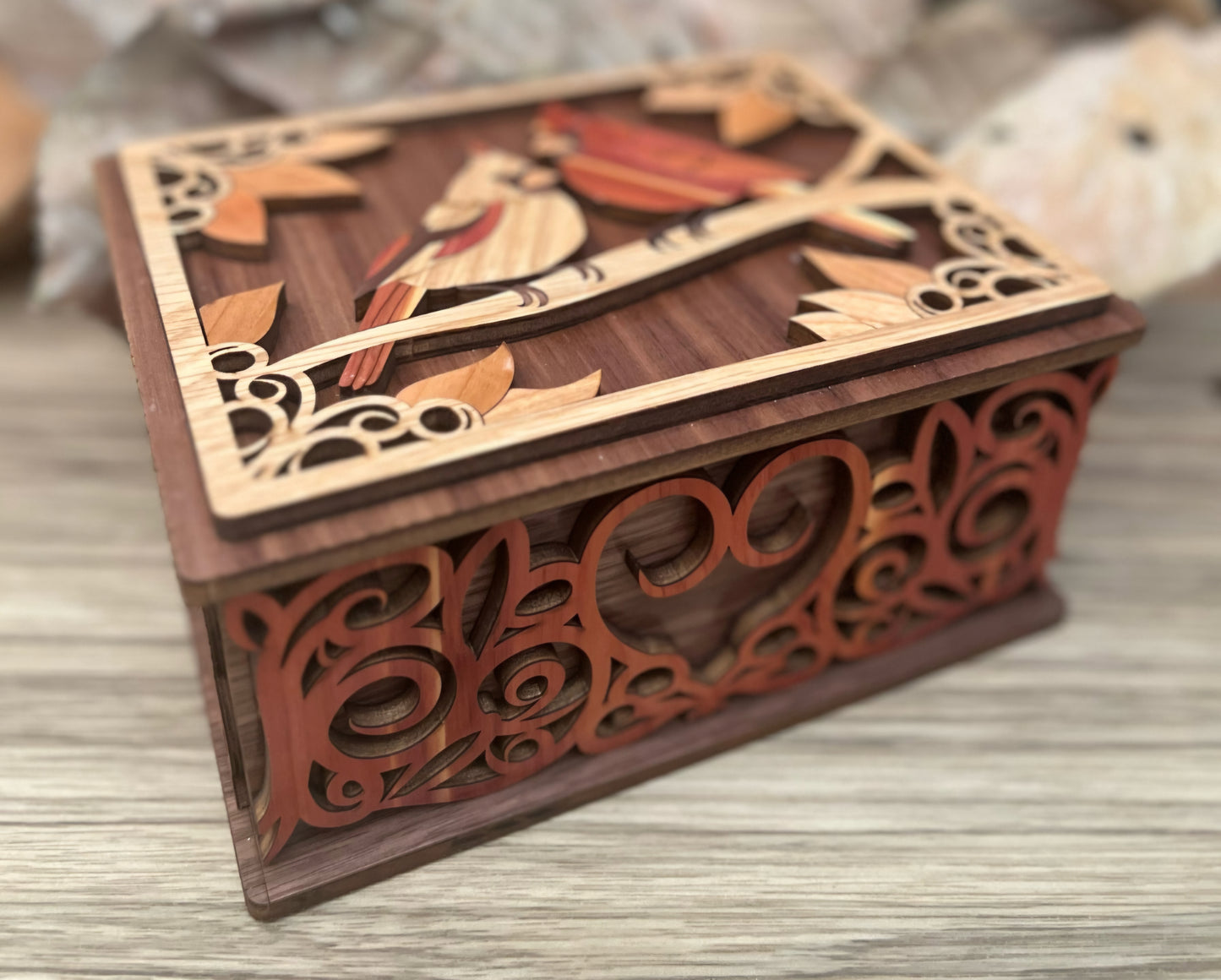 Memorial Box with 2 Cardinals